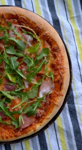 Prosciutto, Fig Goat Cheese & Arugula Pizza